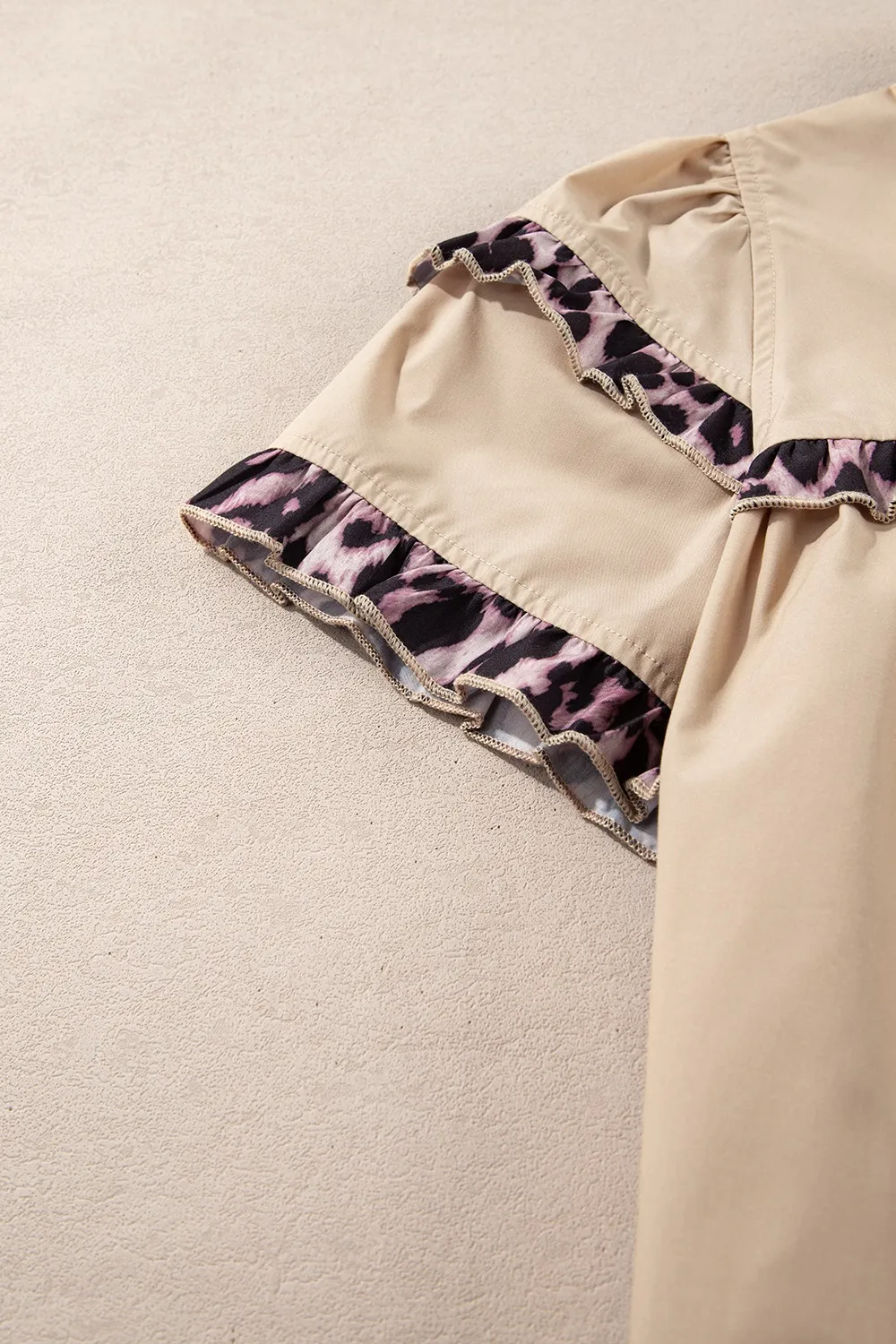 Leopard Frill Short Sleeve Blouse, image 7