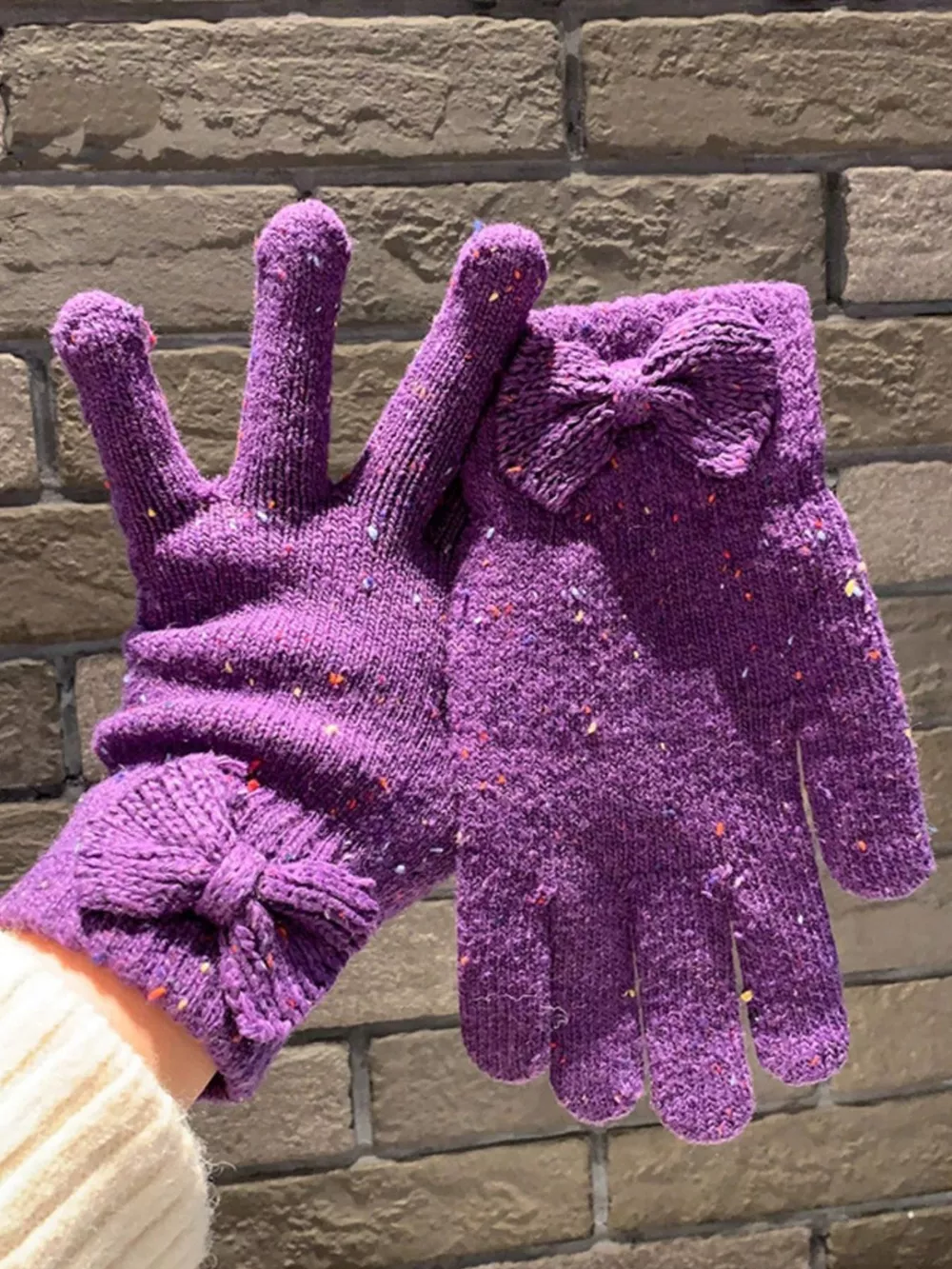 Knitted Bow Accent Gloves, image 5