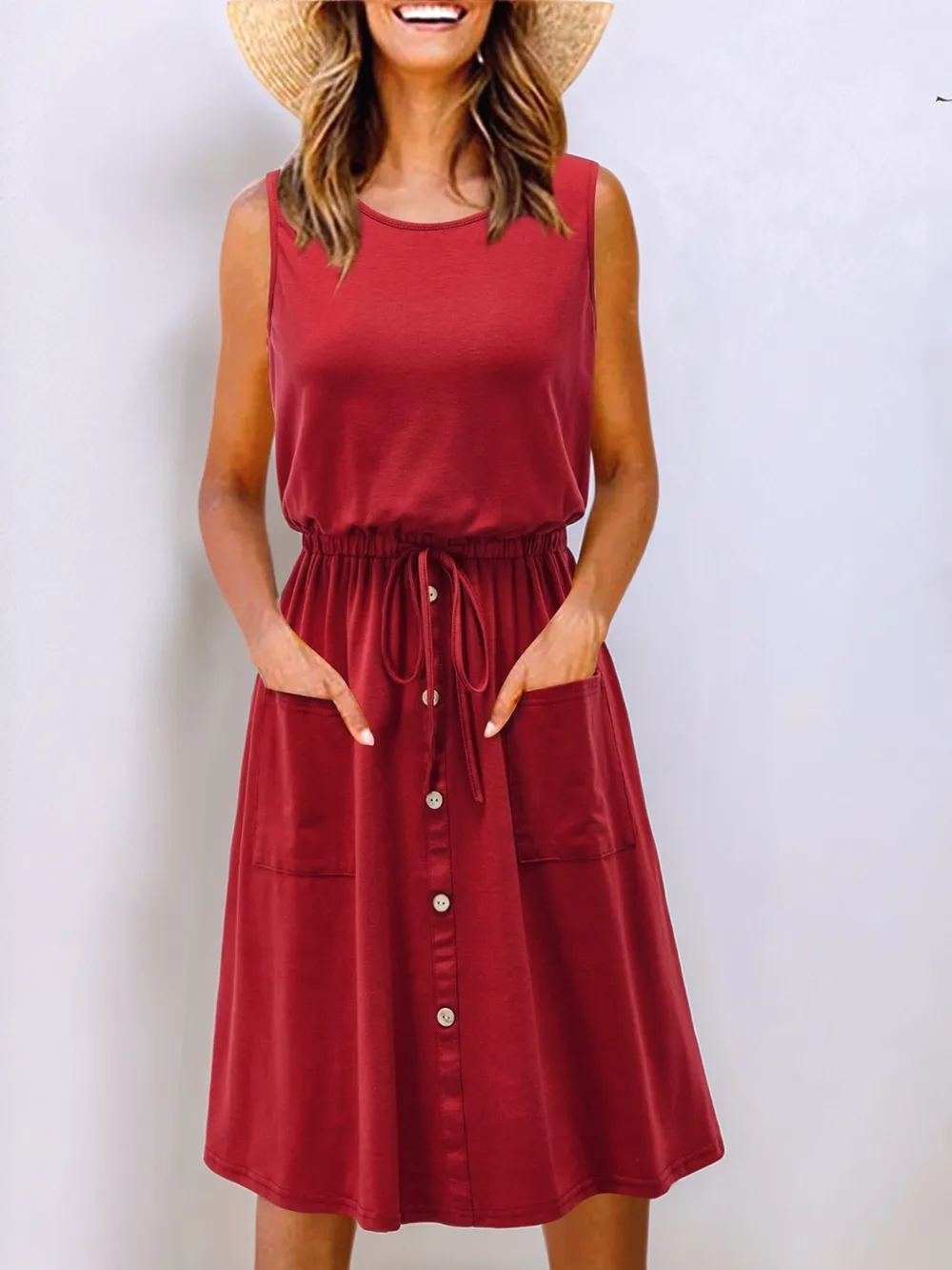 Full Size Round Neck Sleeveless Tank Dress Plus Size, image 5
