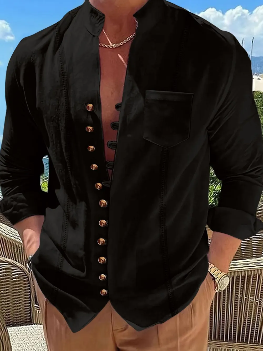 Men's Full Size Button Up Long Sleeve Shirt Plus Size