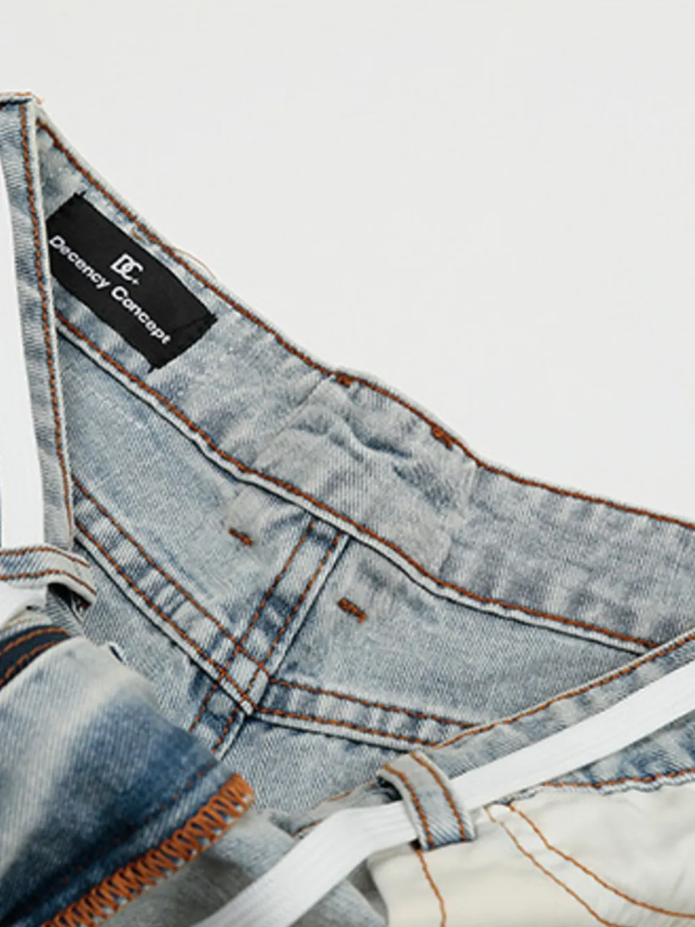 Men's Wide-Leg Jeans with Contrast Side Stripes and Decorative Patches, image 6