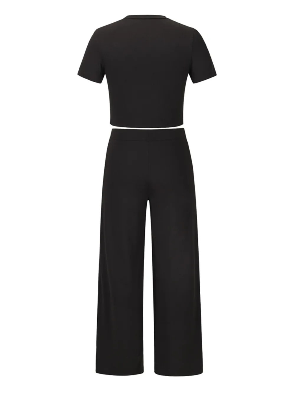 Round Neck Short Sleeve Top and Pocketed Pants Set, image 7