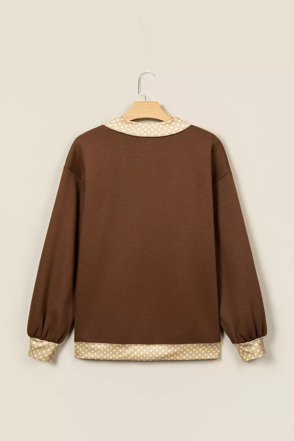 Polka Dot Trim High Neck BLESSED Letter Graphic Baggy Sweatshirt, image 3