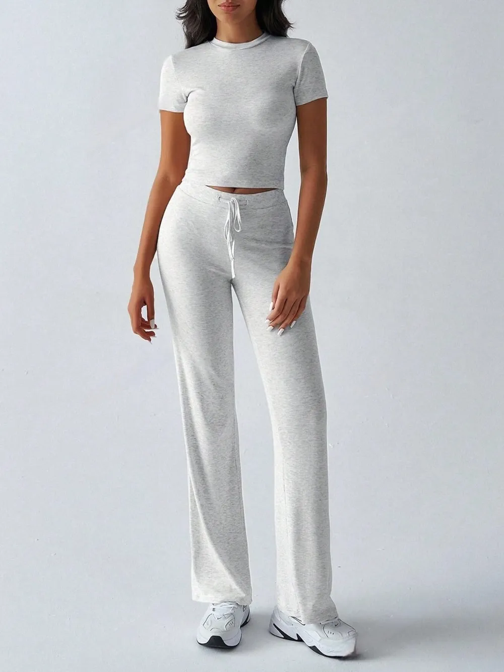 Round Neck Short Sleeve Top and Pants Set, image 16