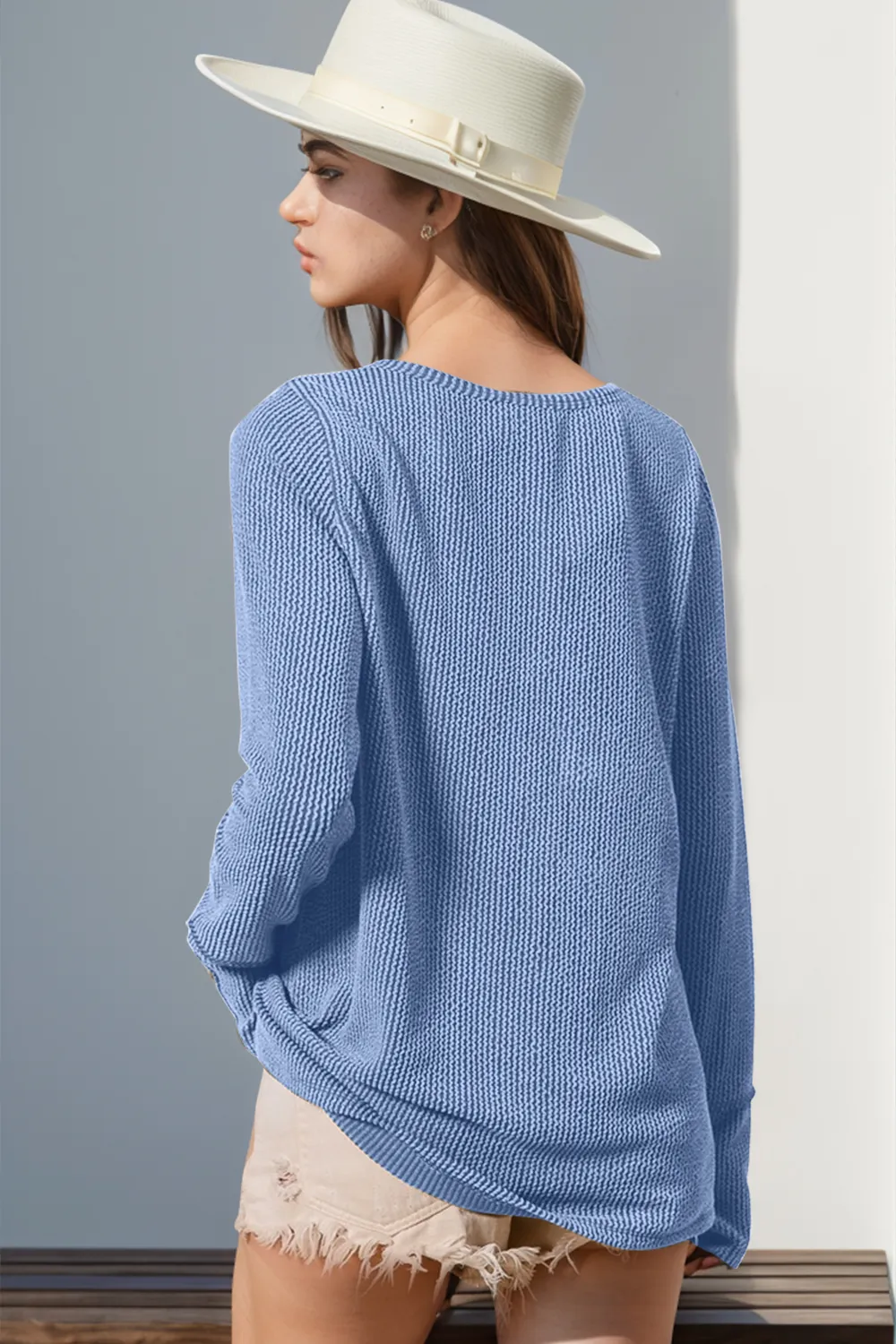 Full Size Notched Thumbhole Long Sleeve T-Shirt, image 11