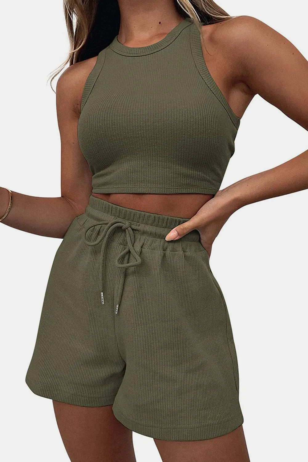 Round Neck Top and Drawstring Shorts Set, image 16