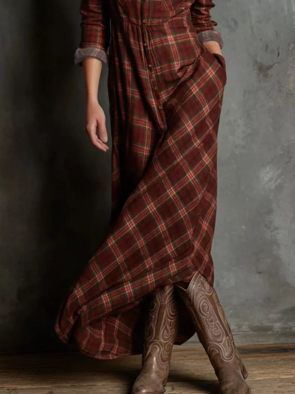Full Size Plaid Button-Down Maxi Dress Plus Size, image 11