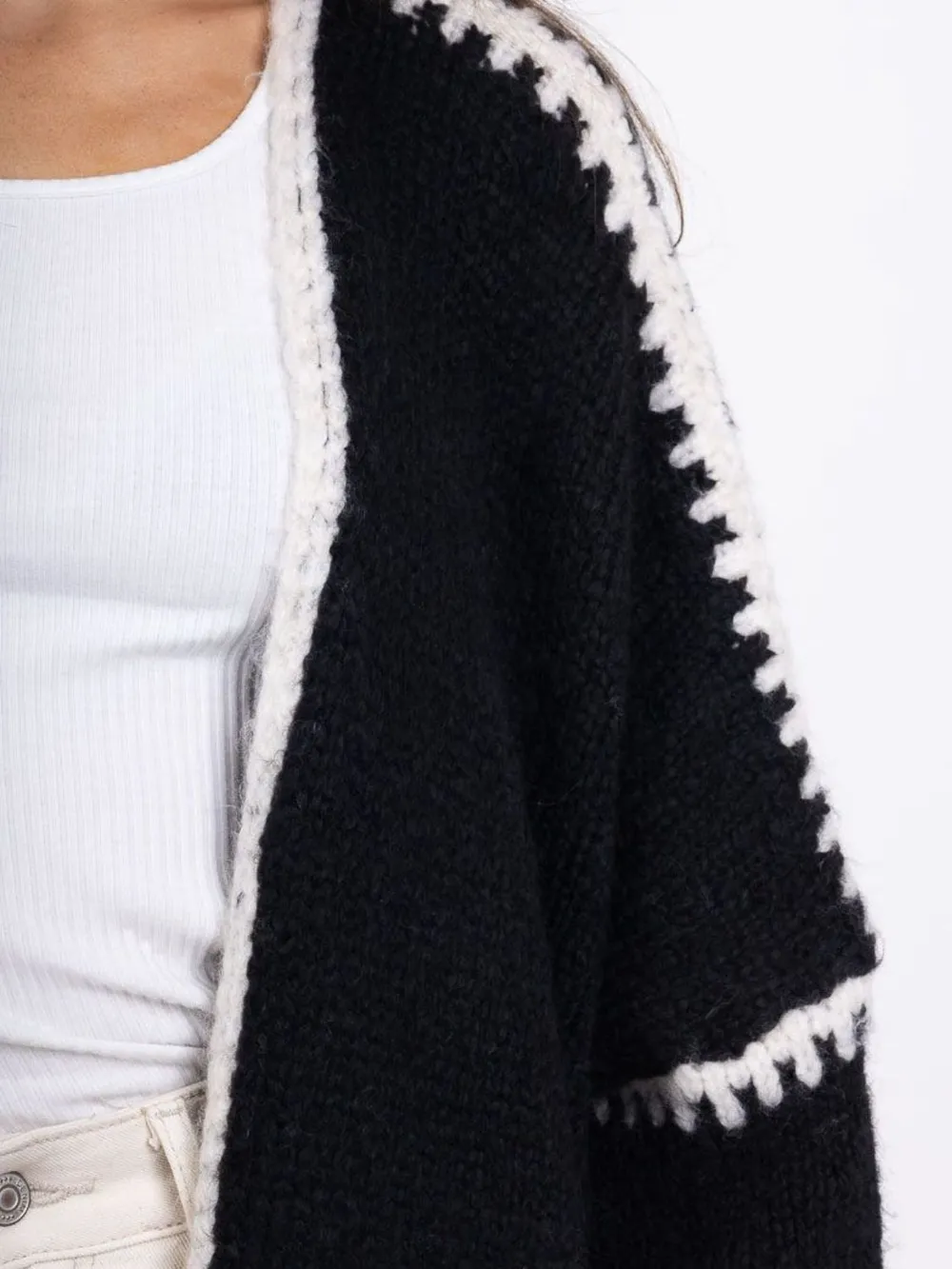 Contrast Open Front Dropped Shoulder Cardigan, image 17