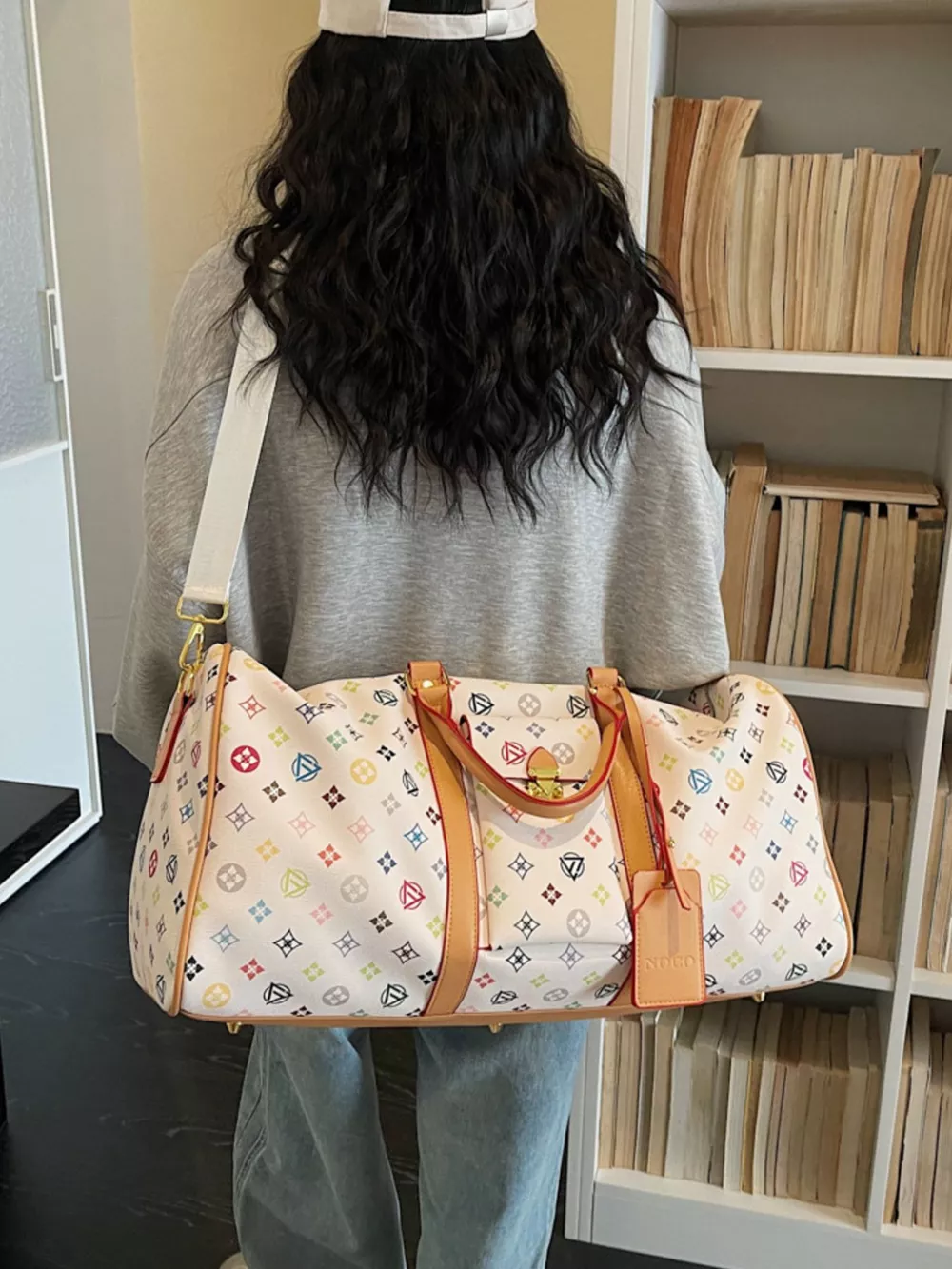 Printed Leather Travel Bag, image 2
