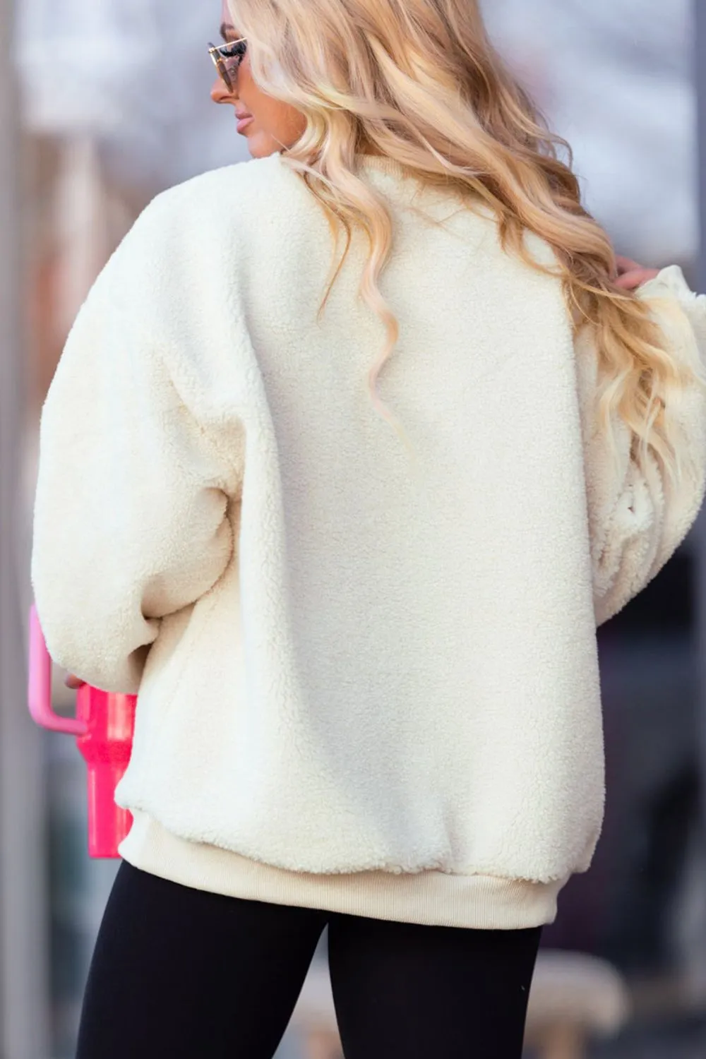 HOWDY Patched Round Neck Sherpa Sweatshirt, image 13