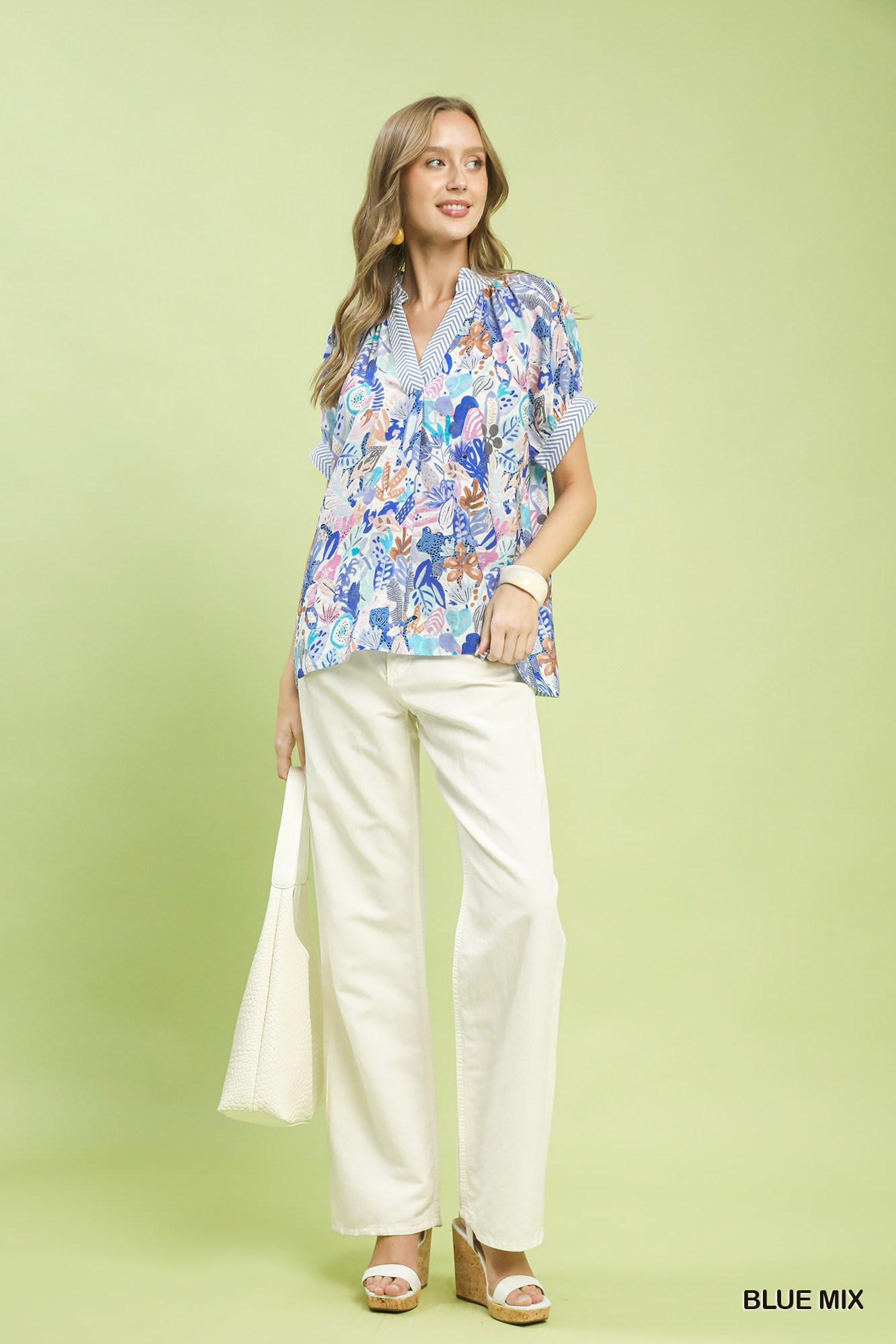 Mix Boho Printed V-Neck Top, image 2