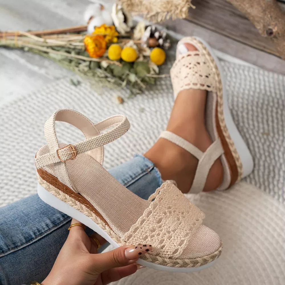 Crochet Espadrille Platform Sandals, image 8