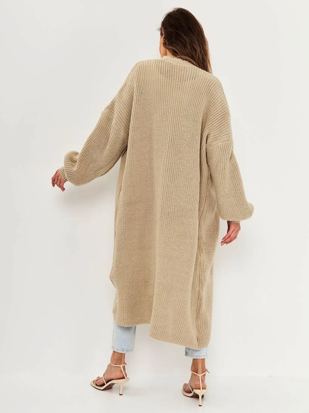 Open Front Long Sleeve Longline Cardigan, image 9