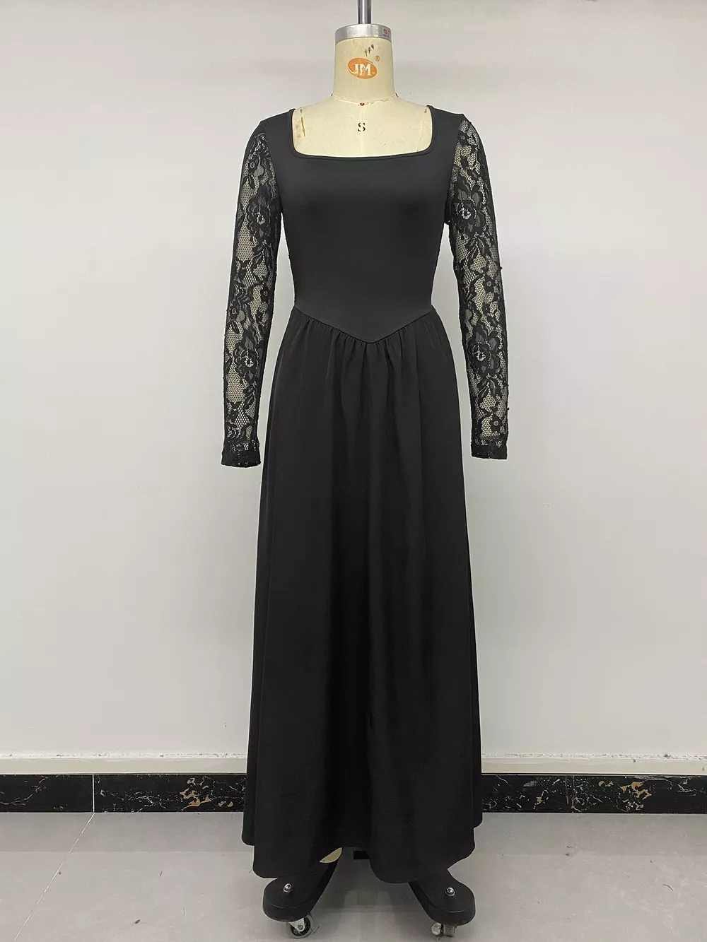 Square Neck Sheer Sleeve Maxi Dress, image 6