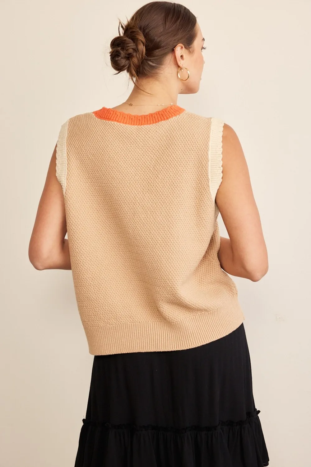 Contrast Round Neck Sweater Vest, image 2