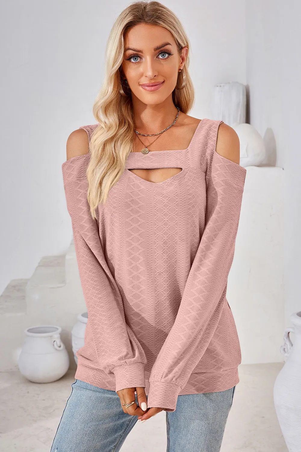 Cutout Square Neck Cold Shoulder T-Shirt, image 22