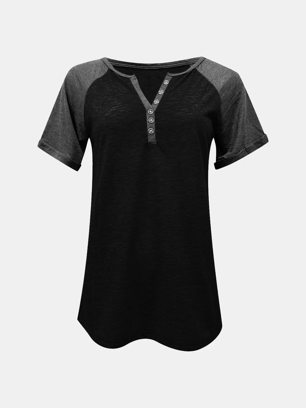 Contrast Notched Short Sleeve T-Shirt, image 15