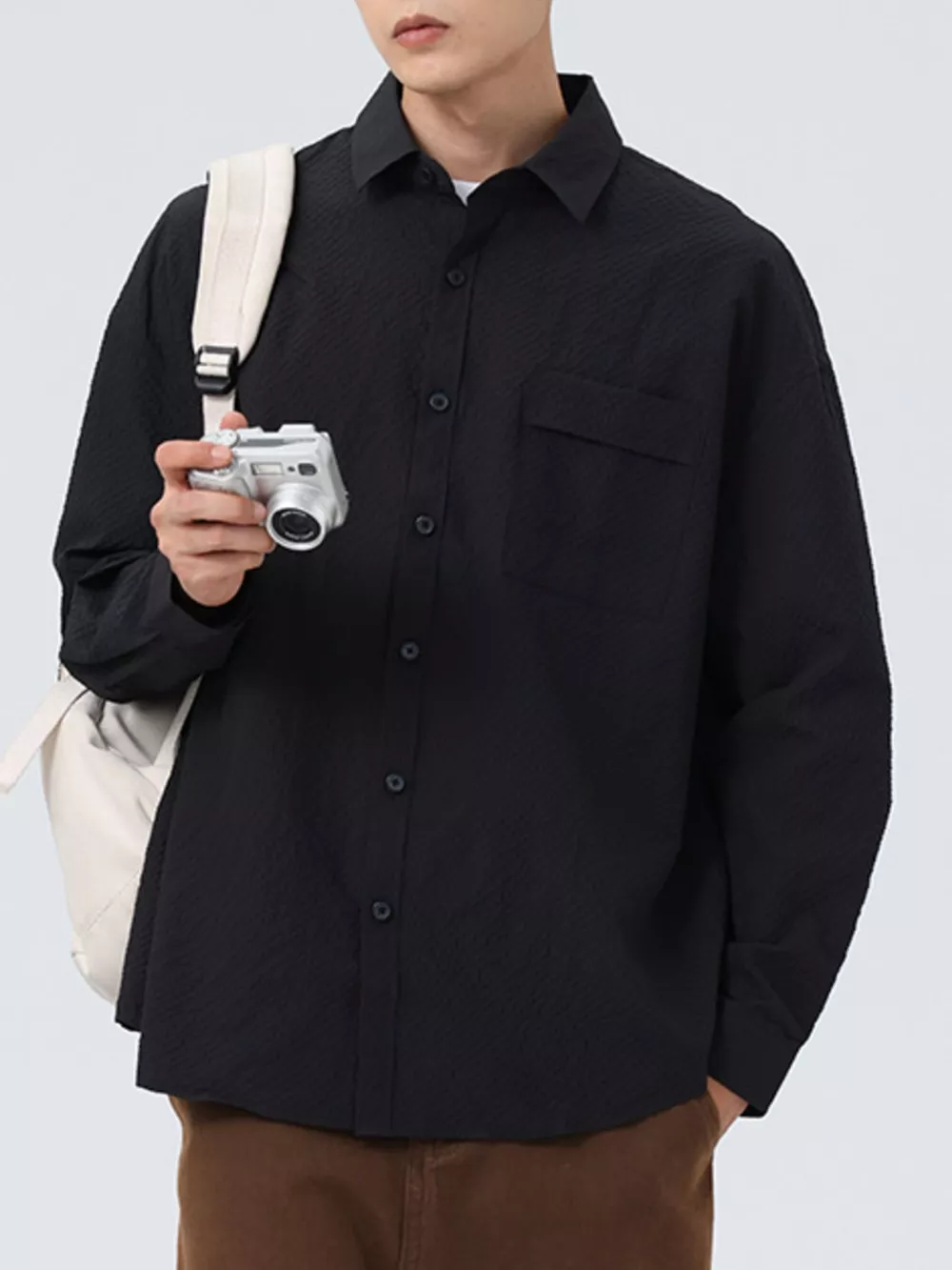 Men's Plus Size Button Up Oversized Shirt