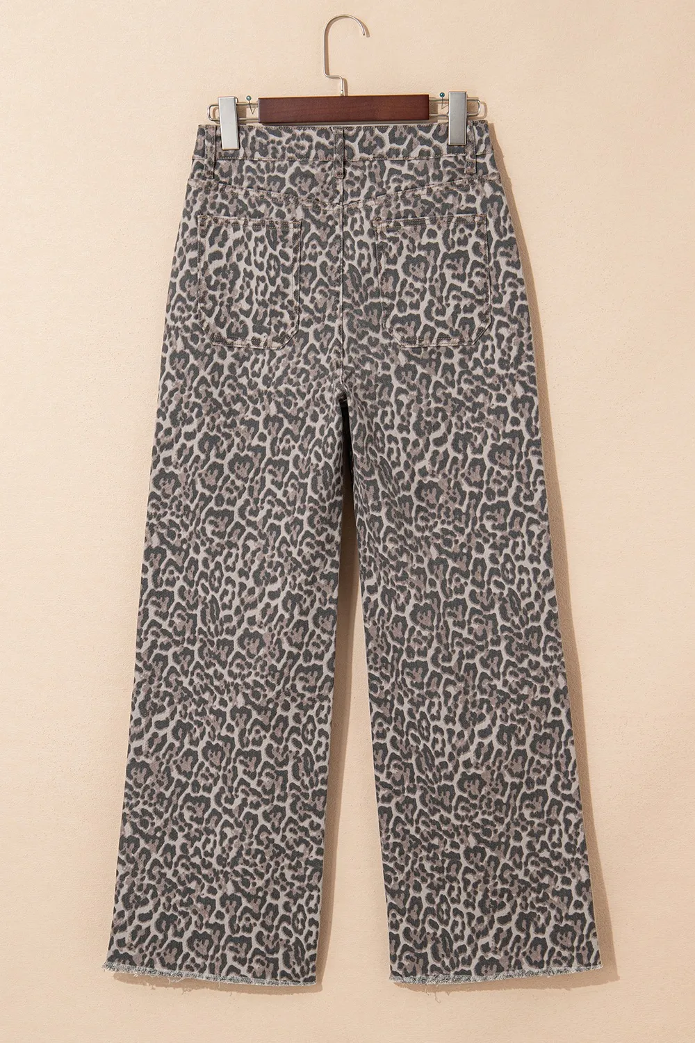Leopard Frayed Edge Wide Leg High Waist Jeans, image 3