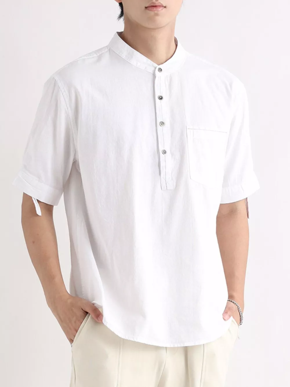 Men's Plus Size Button Detail Short Sleeve Shirt, image 8
