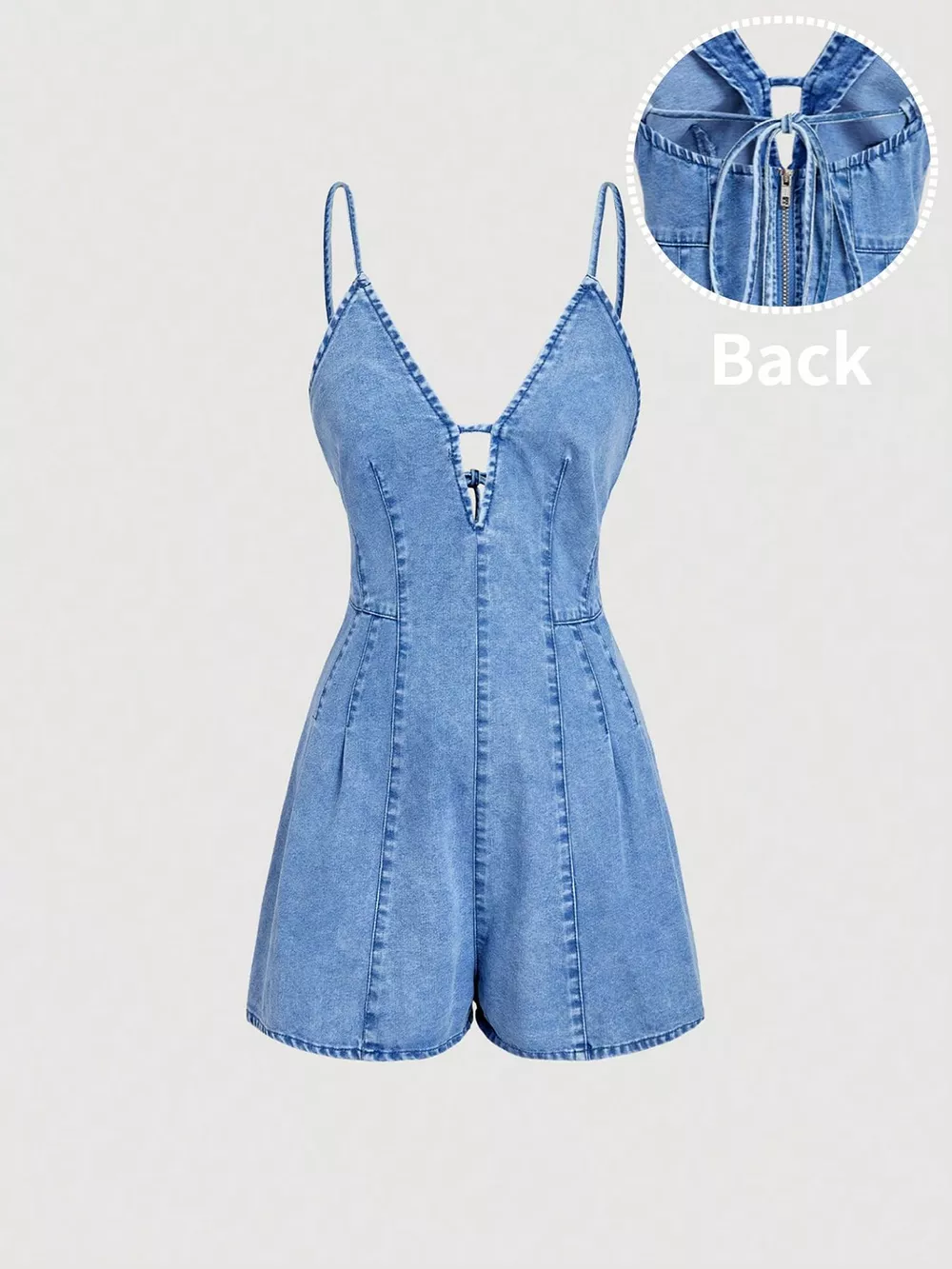 Spaghetti Strap Denim Romper
