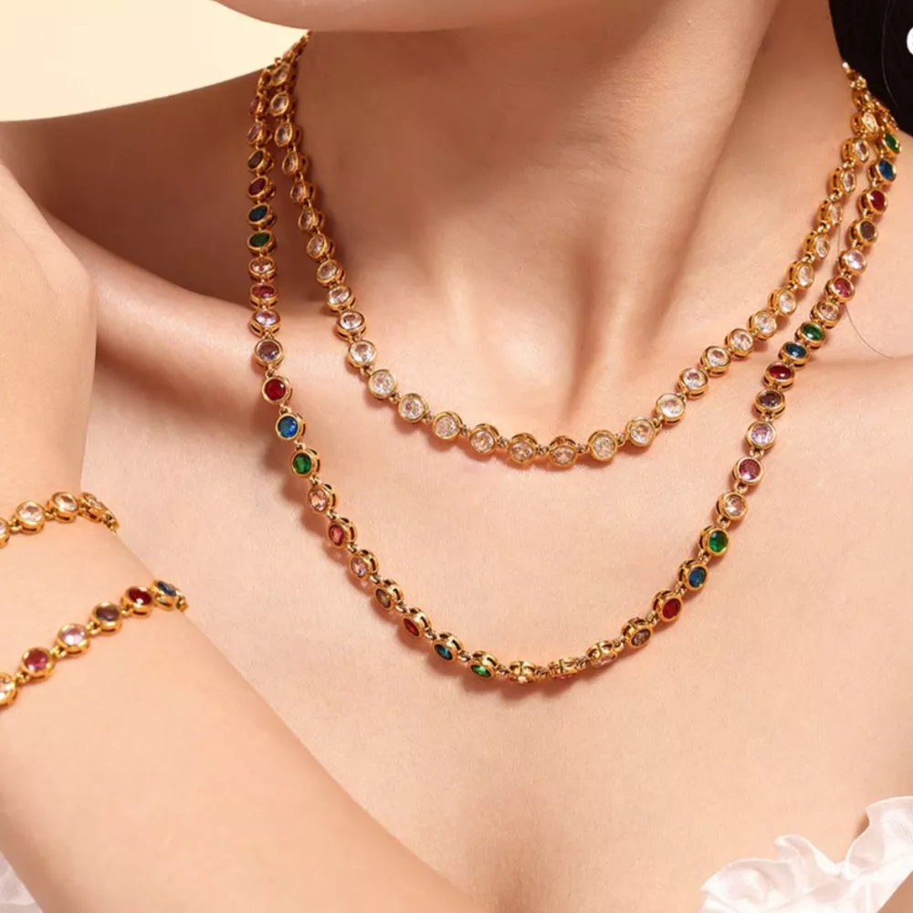 18K Gold-Plated Zircon Necklace, image 5