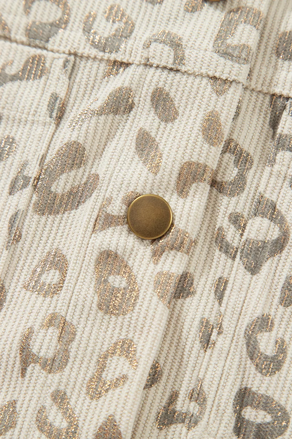 Leopard Print Corduroy Shirt Collar Long Sleeve Regular Fit Jacket, image 12