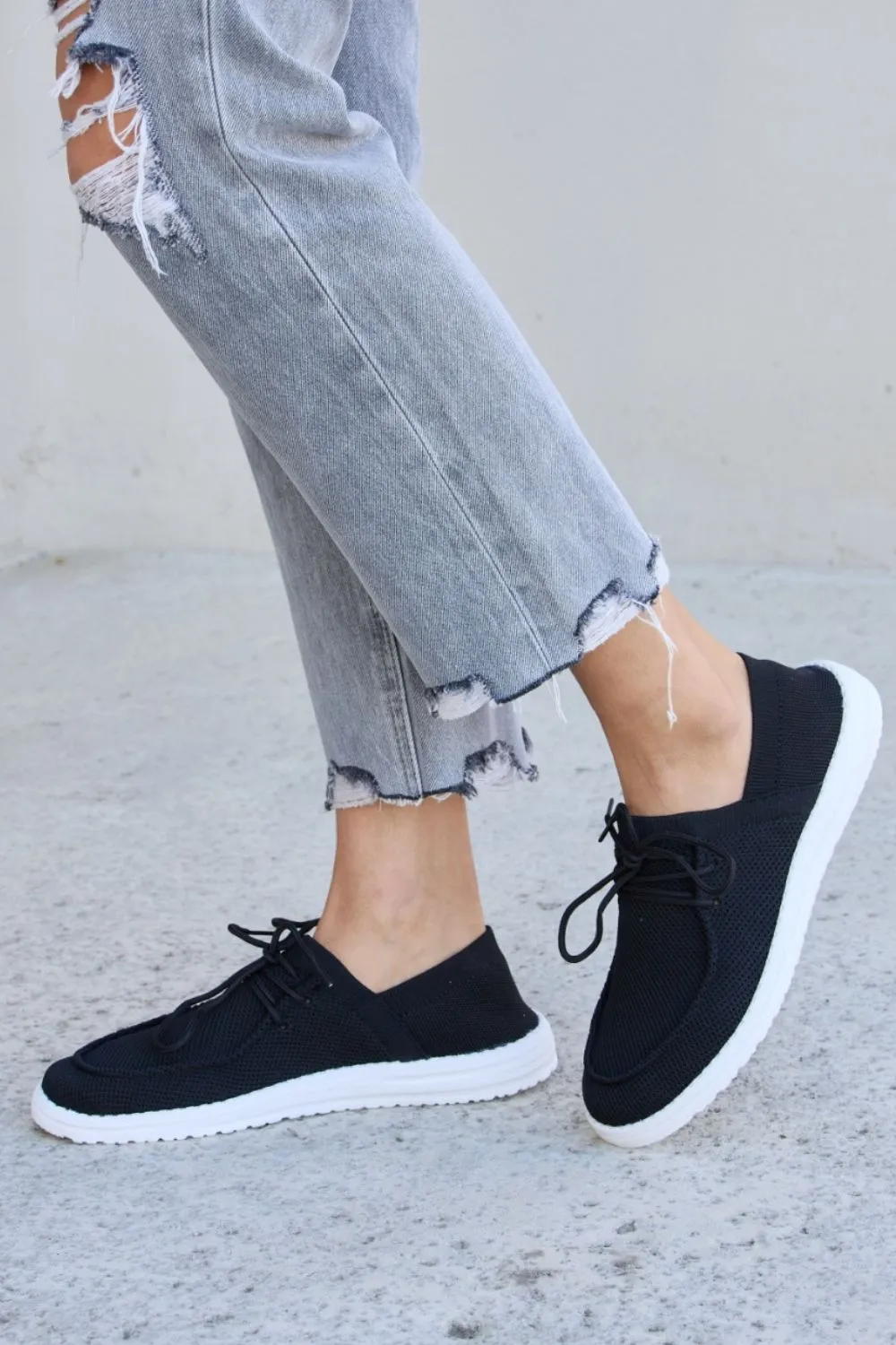 Flat Round Toe Lace-Up Sneakers, image 3