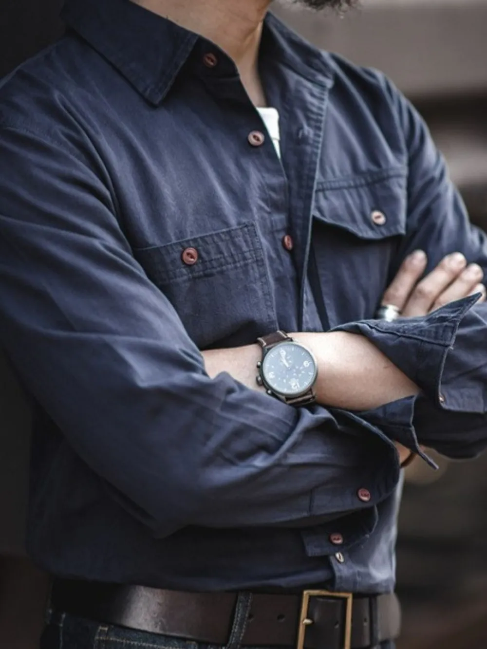 Men's Button Down Long Sleeve Shirt with Chest Pockets, image 4
