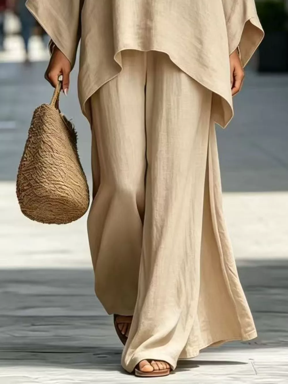 Full Size Batwing Sleeve Top and Wide-Leg Pants Set Plus Size, image 9