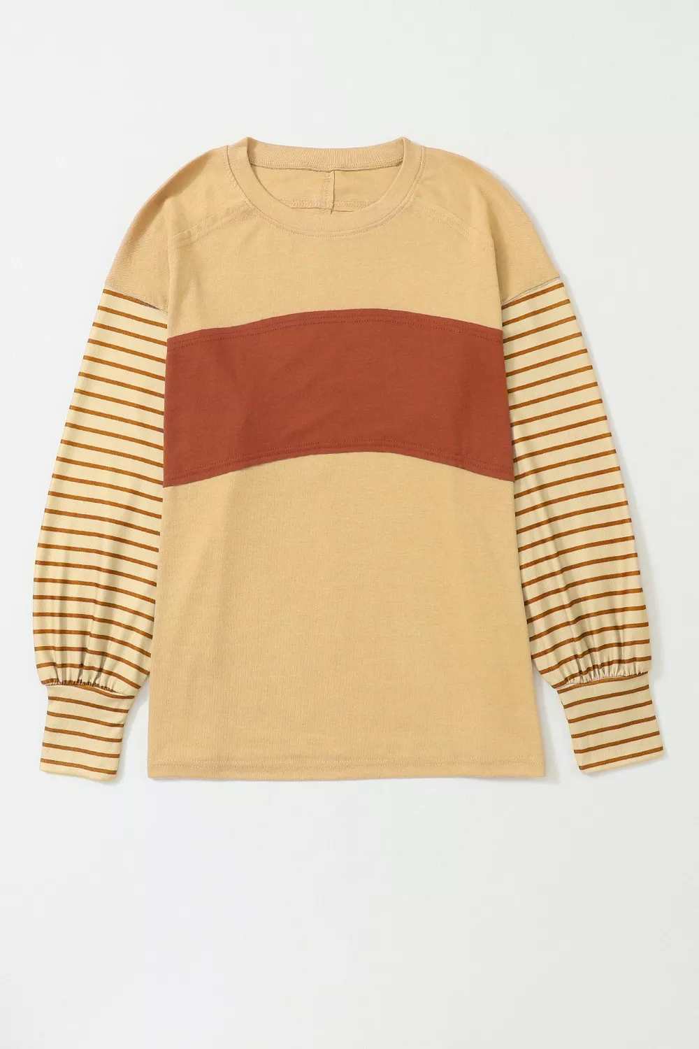 Colorblock Striped Bishop Sleeve Top, image 9