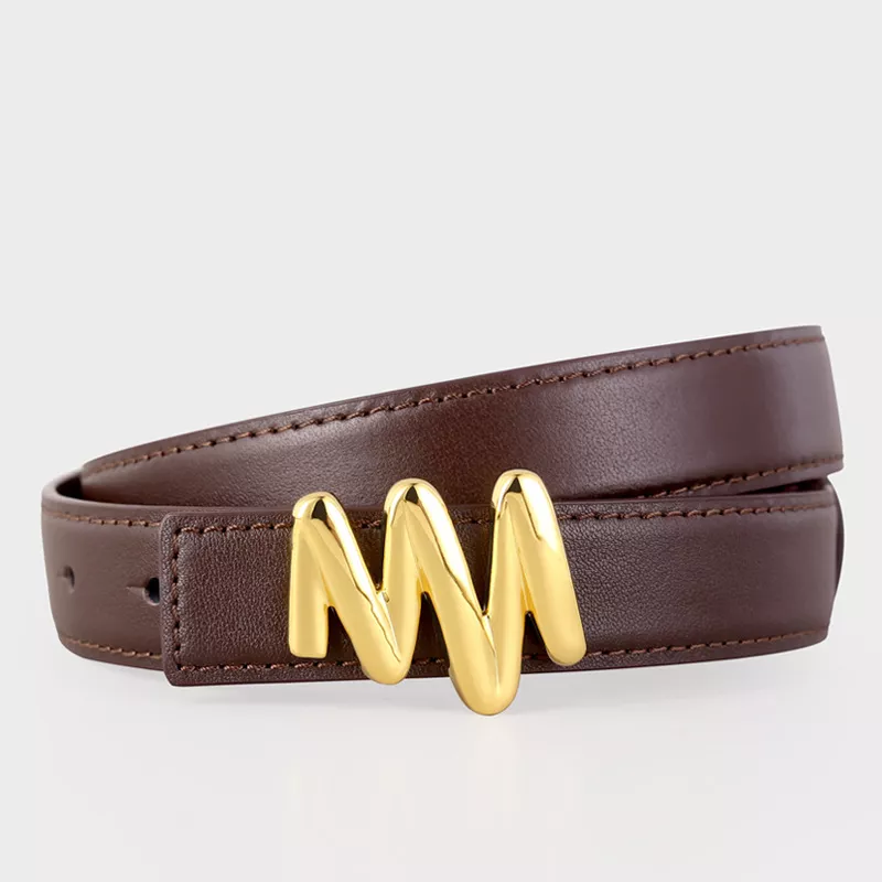 Gold Buckle Leather Belt, image 5