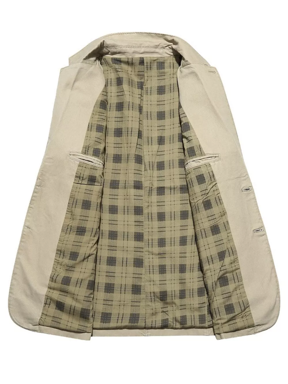 Men's Plus Size Casual Button Up Blazer with Plaid Lining, image 3