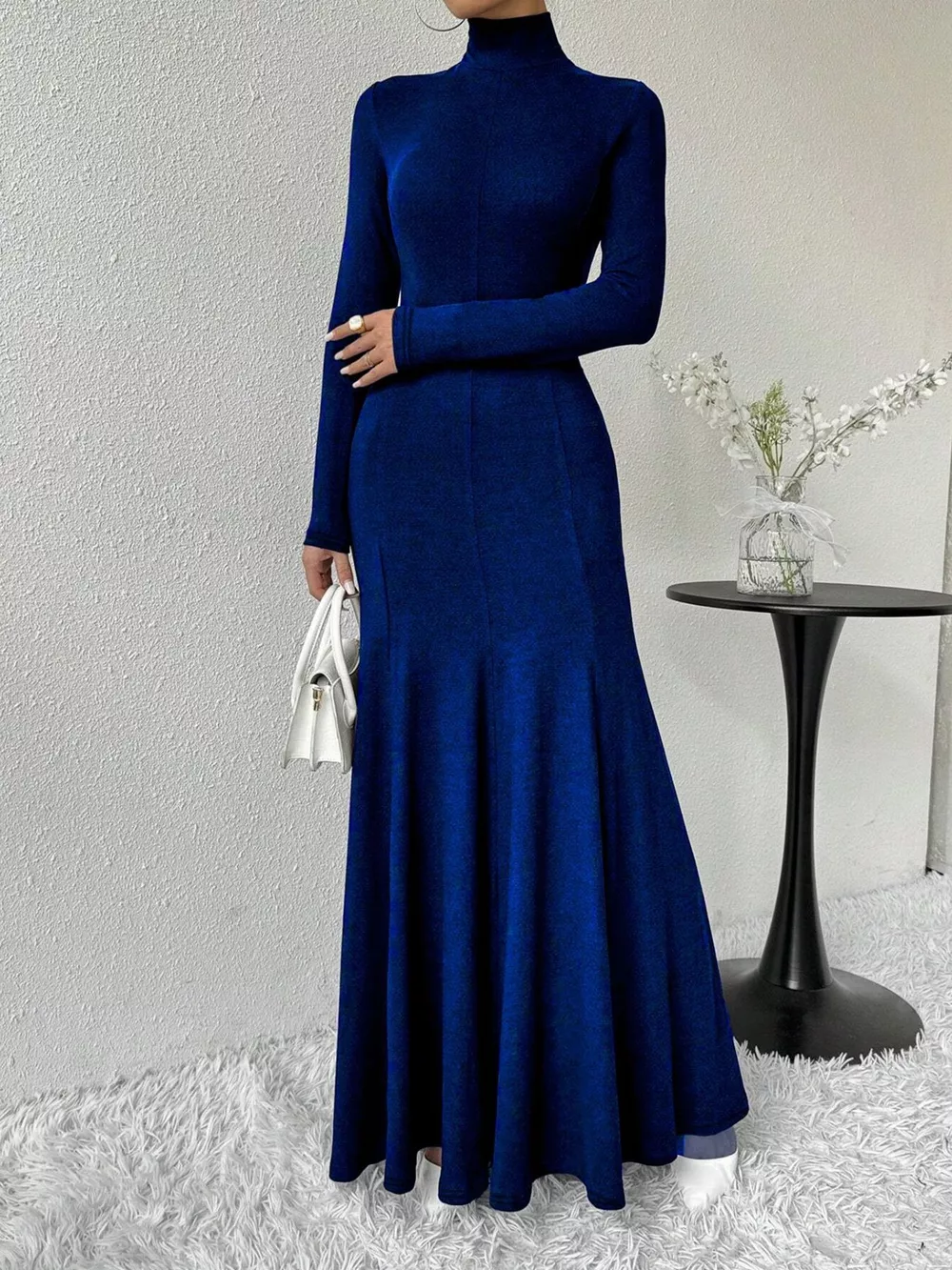 Turtleneck Long Sleeve Maxi Mermaid Dress, image 11