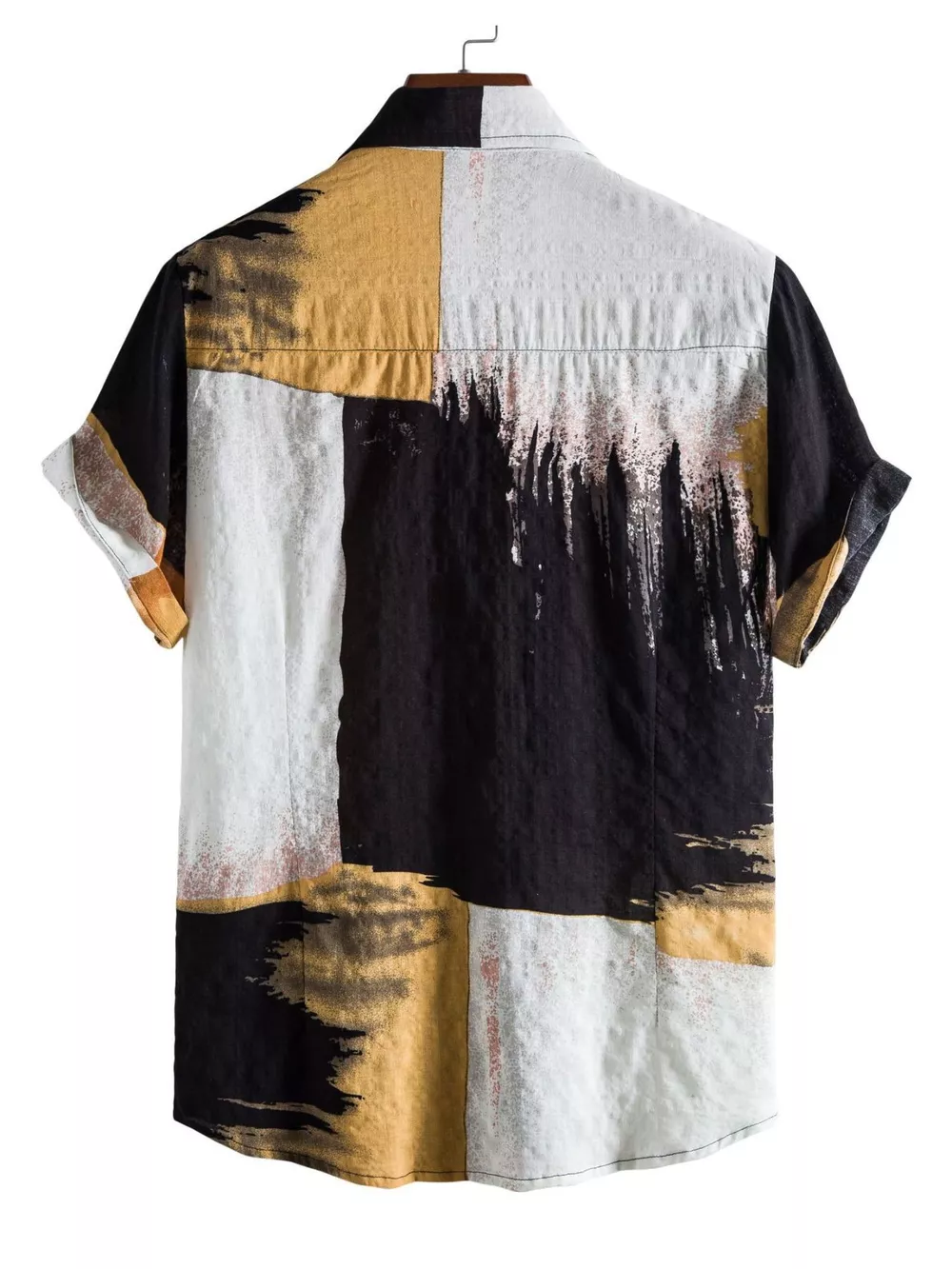 Men's Plus Size Color Block Button Up Shirt, image 6