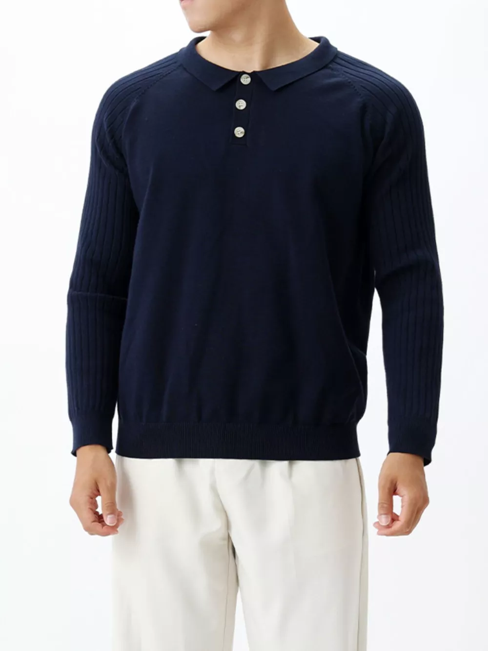 Men's Plus Size Classic Fit Ribbed Sleeve Knit Top, image 11