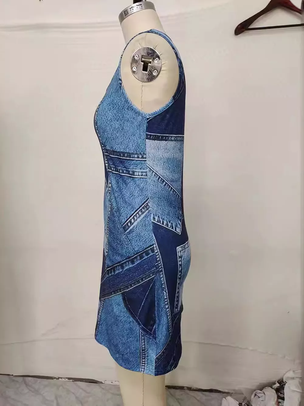 Patchwork Denim Sleeveless Dress, image 5