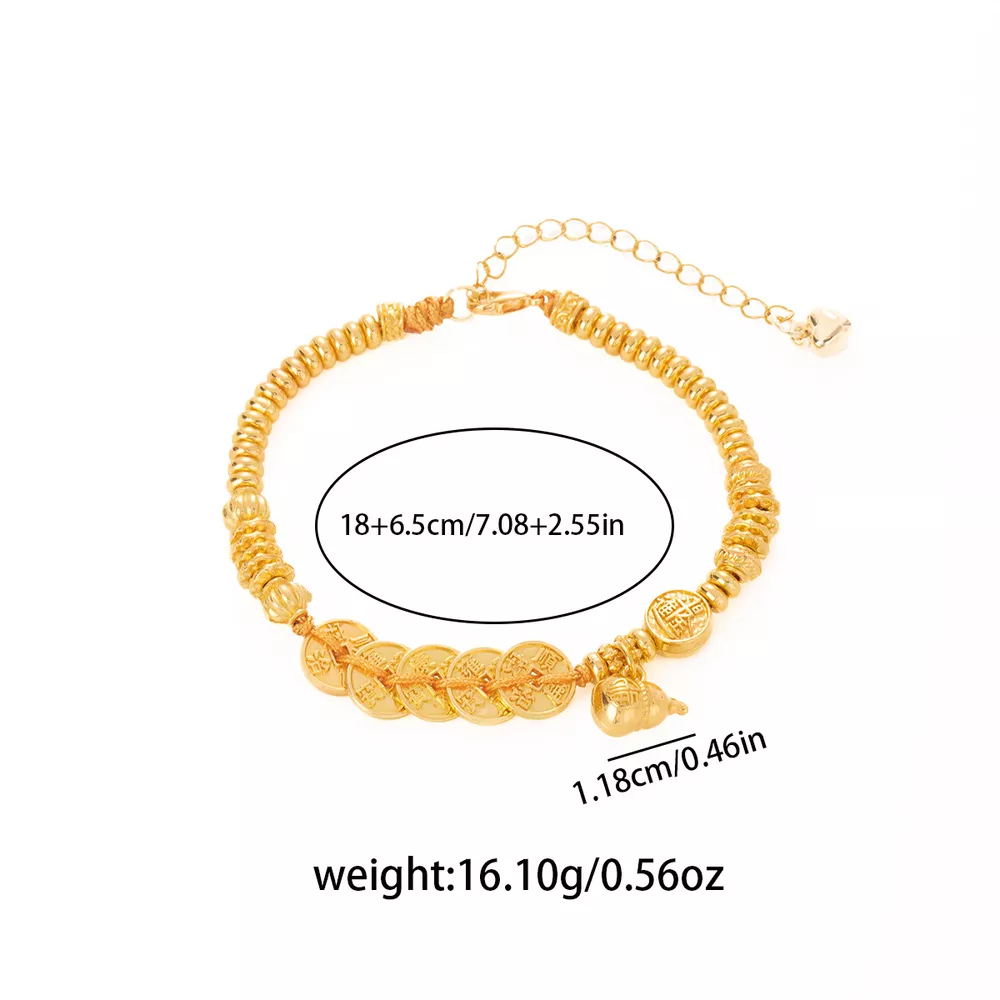 18K Gold-Plated Zinc Alloy Coin Bracelet, image 6