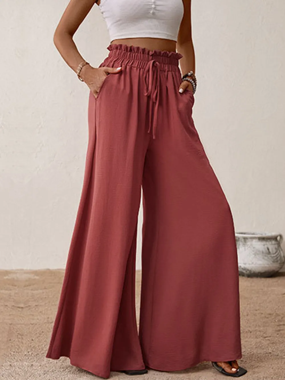 Frill Tied Wide Leg Pants, image 3