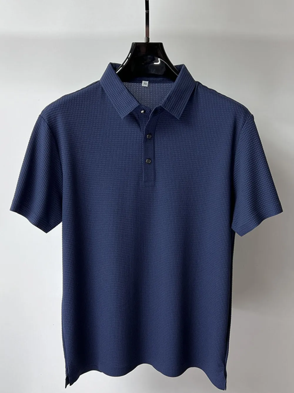Men's Plus Size Waffle Knit Short Sleeve Polo, image 10