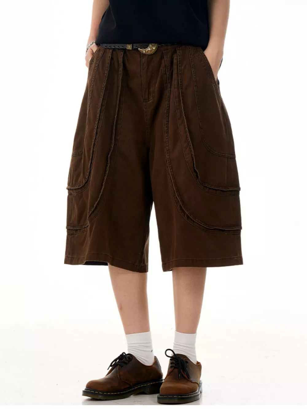 Men's Loose Fit Wide Leg Cargo Capris, image 4