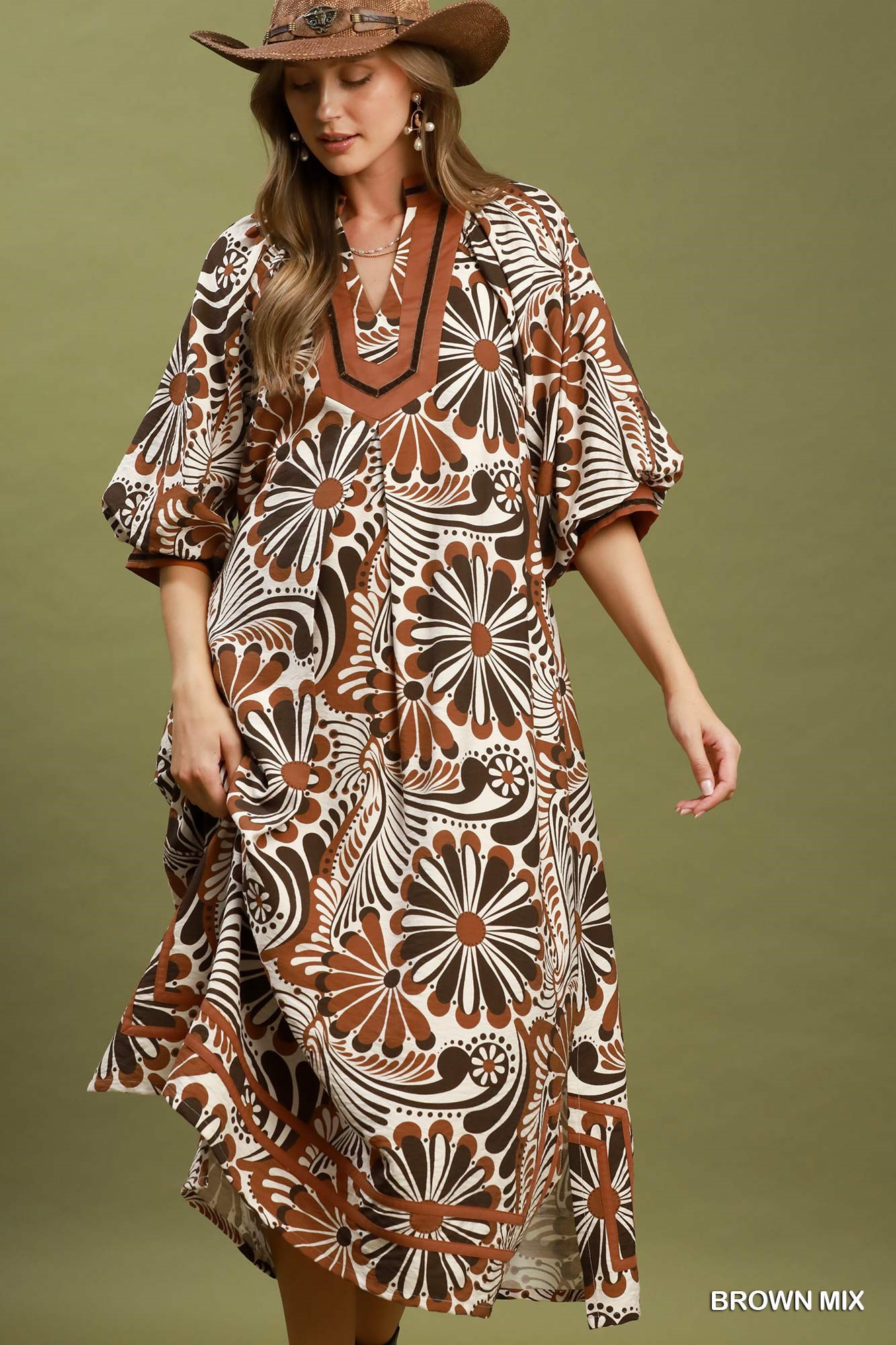 Abstract Print Midi Dress