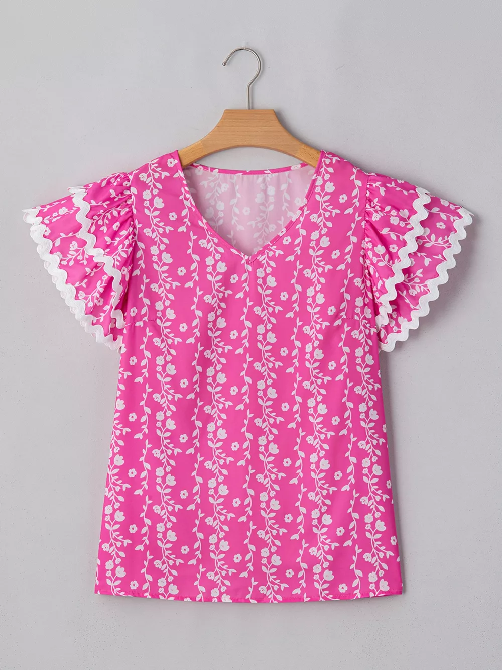 Floral Print Ruffle Sleeve Blouse, image 3