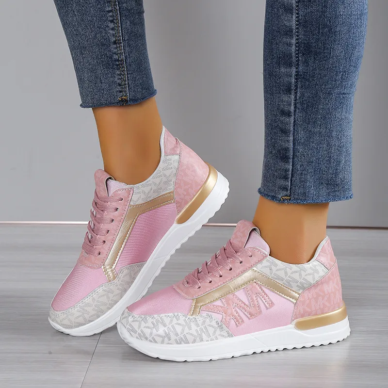 Contrast Lace Up Round Toe Sneakers, image 4
