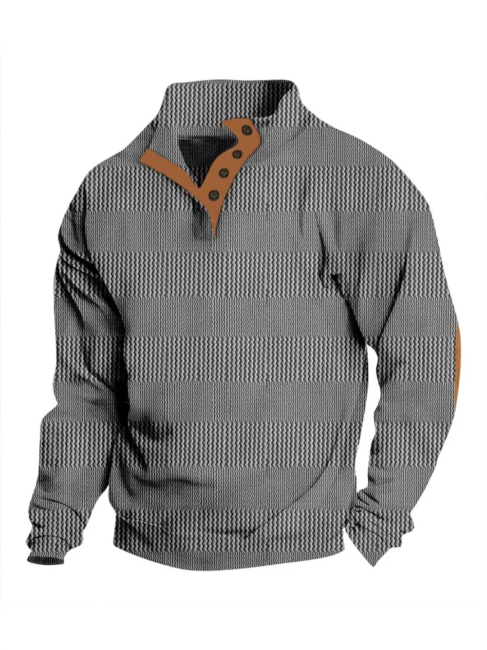 Men's Full Size Button Detail Long Sleeve Sweatshirt Plus Size, image 4