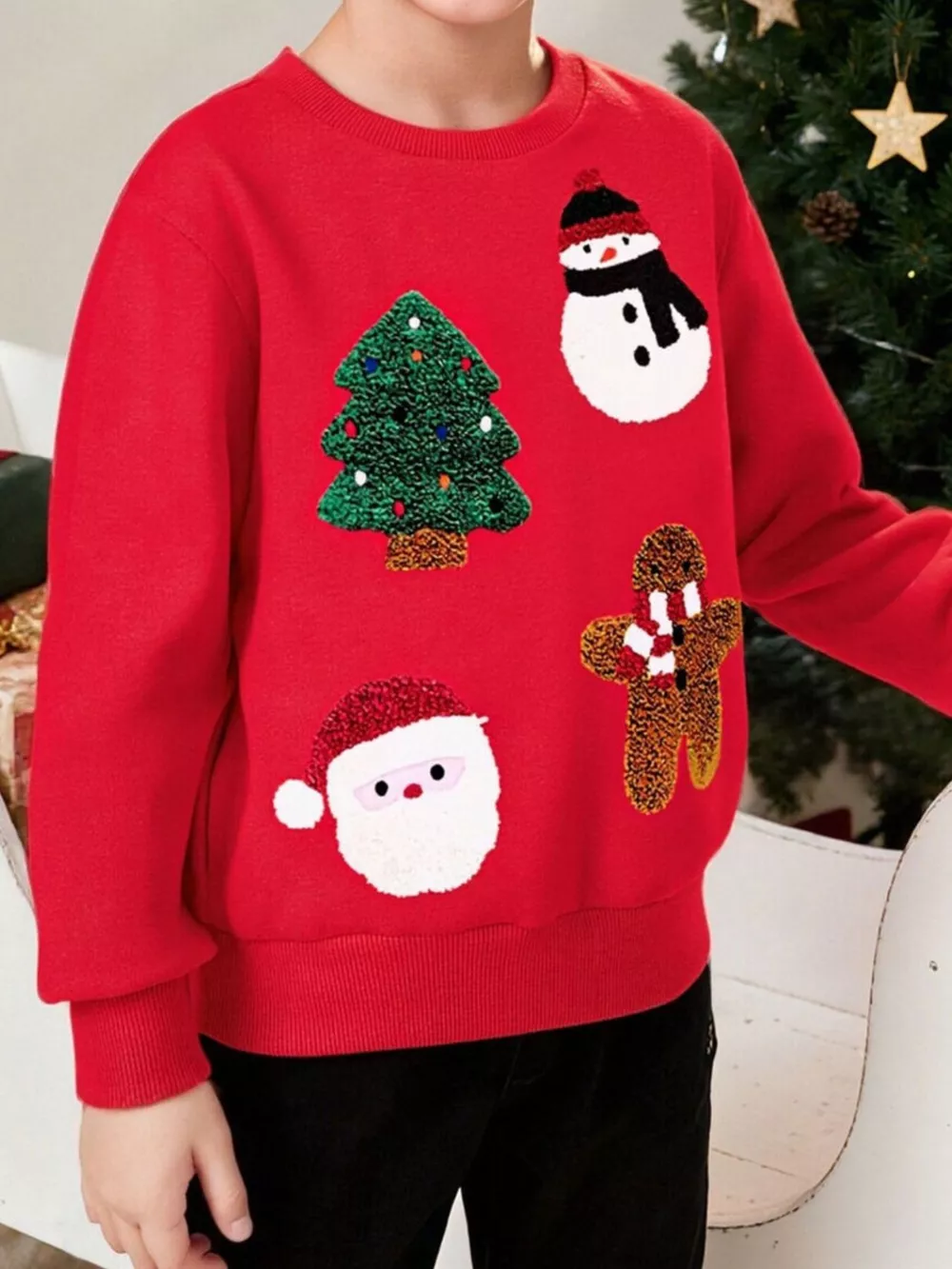Children's Christmas Character Round Neck Sweatshirt
