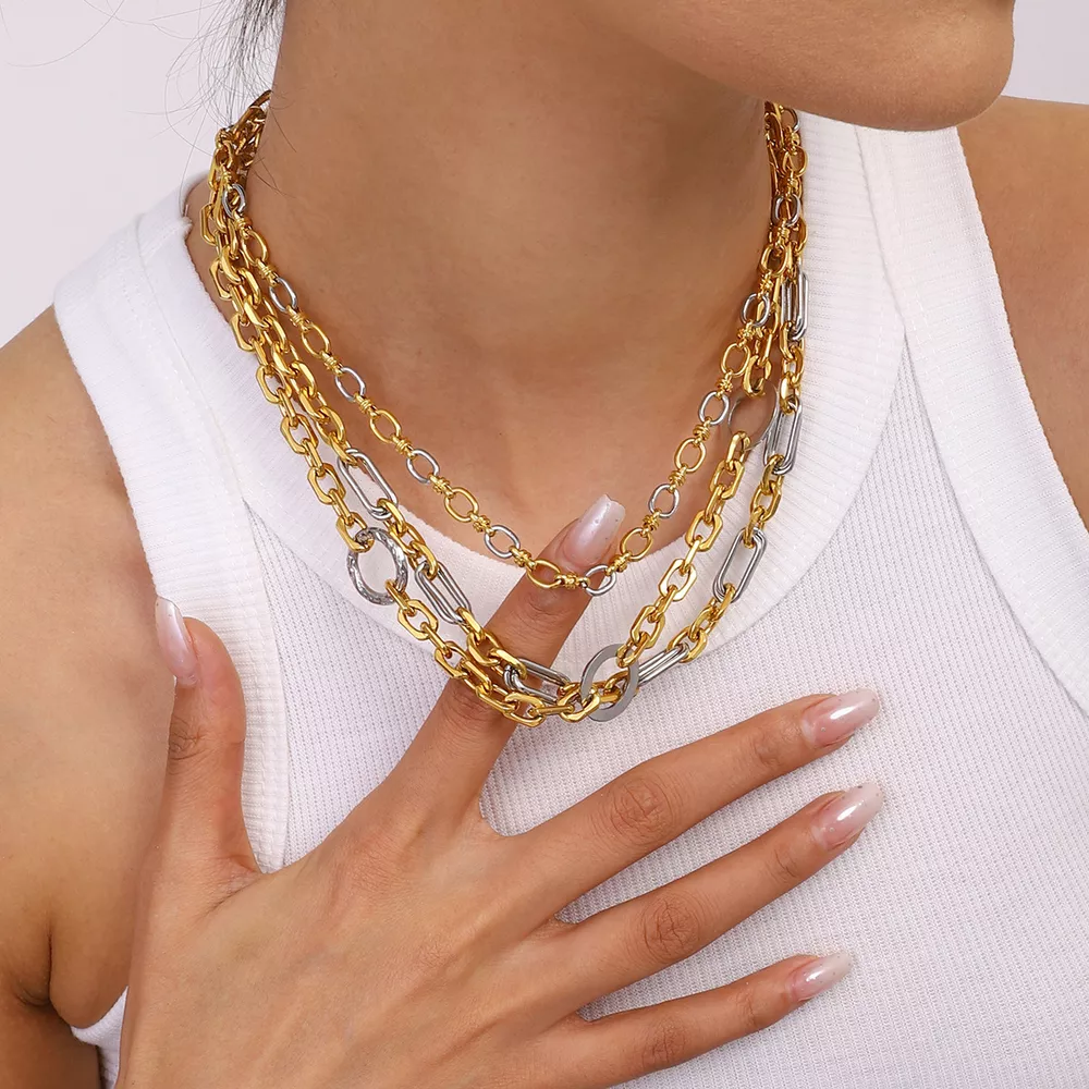 Stainless Steel Chain Link Circle Necklace, image 7