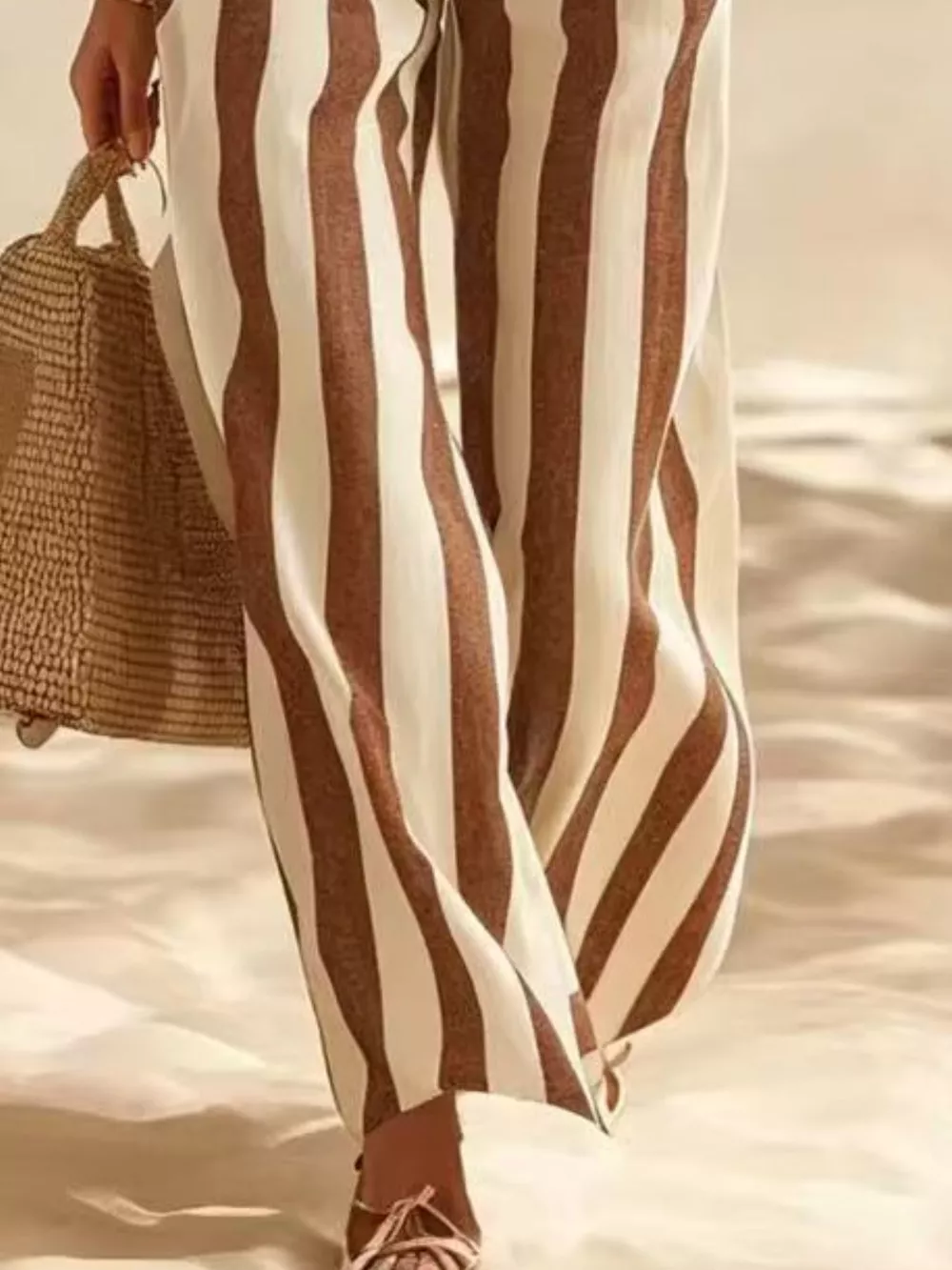 Full Size Striped Half Sleeve Top and Pants Set Plus Size, image 9