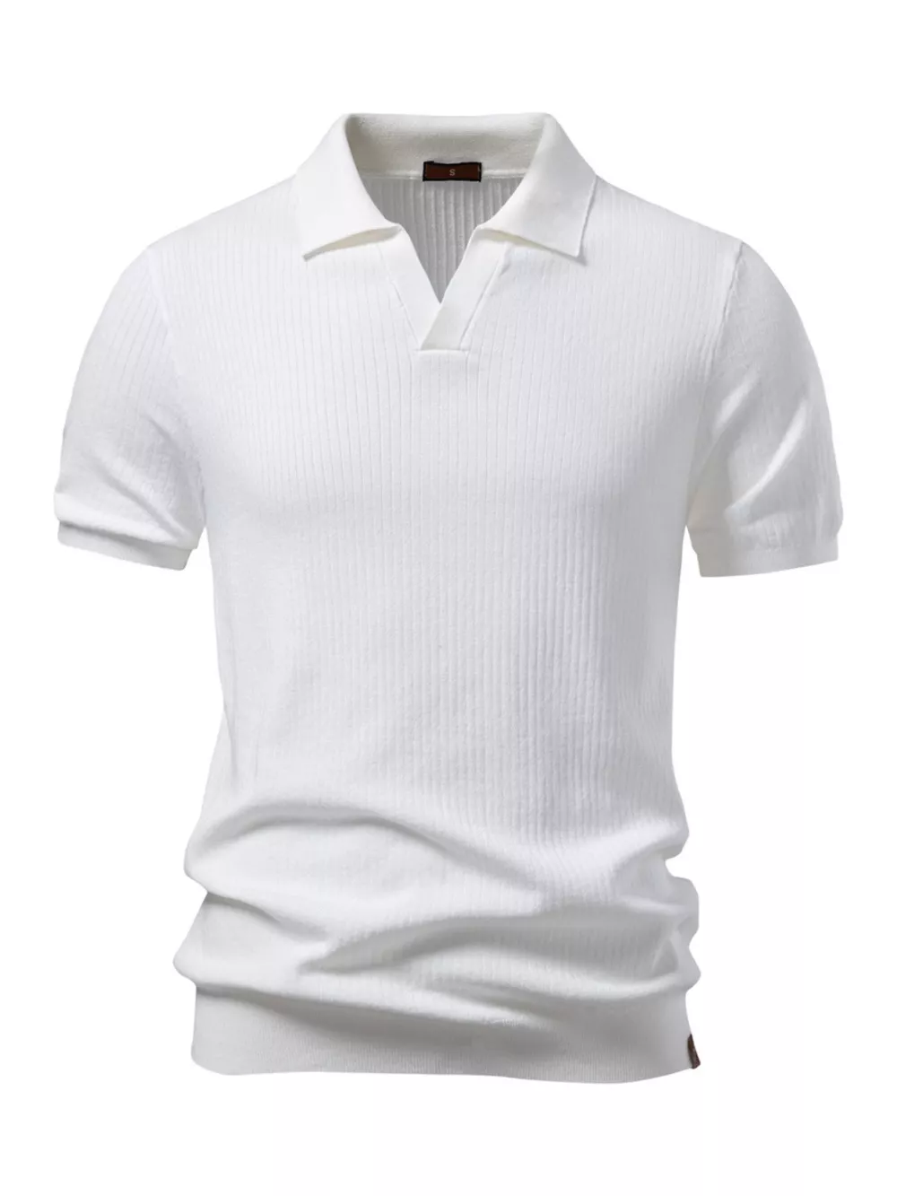 Men's Ribbed Knit Short Sleeve Polo