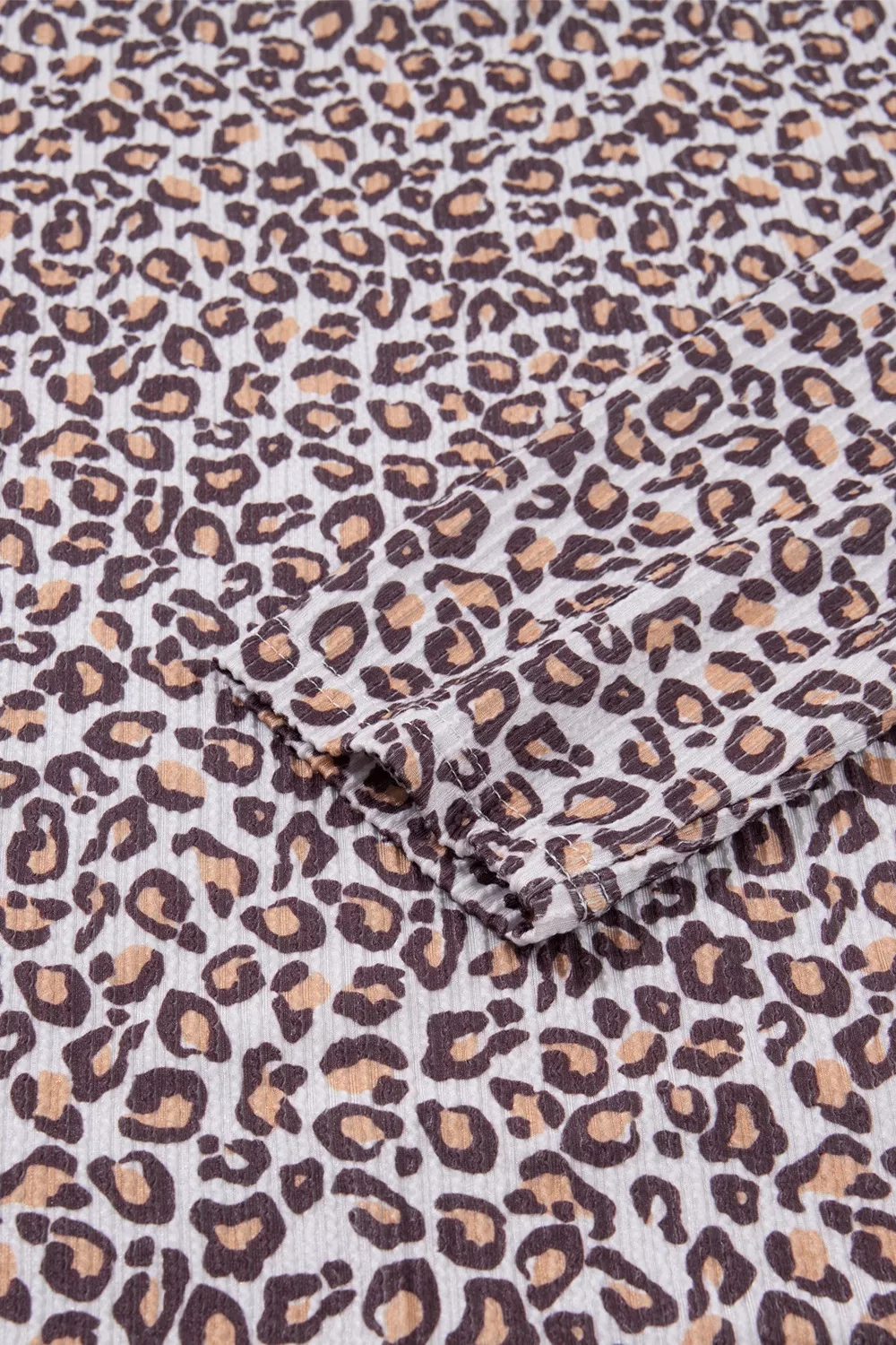 Leopard Ribbed Long Sleeve Top Drawstring Shorts 2pcs Outfit, image 6